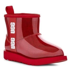 NIB UGG Samba Clear Classic Red Mini Waterproof Rain Snow Boots Women's size 7
